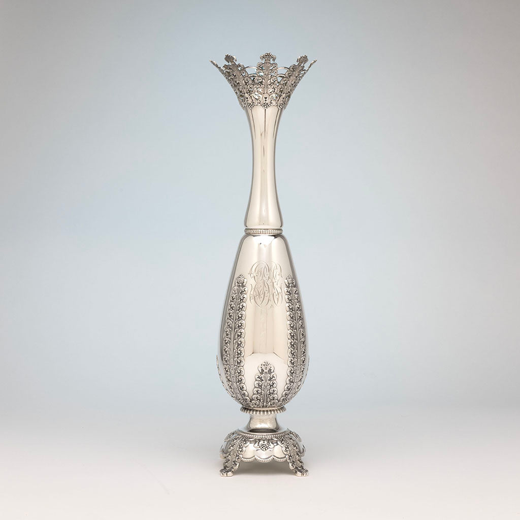 Tiffany & Co Antique Sterling Silver Tall Vase, NYC, NY, c. 1895