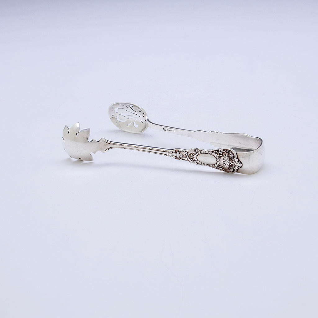Durgin 'Empire' Pattern Antique Sterling Ice Tongs, Concord, NH, c. 1900