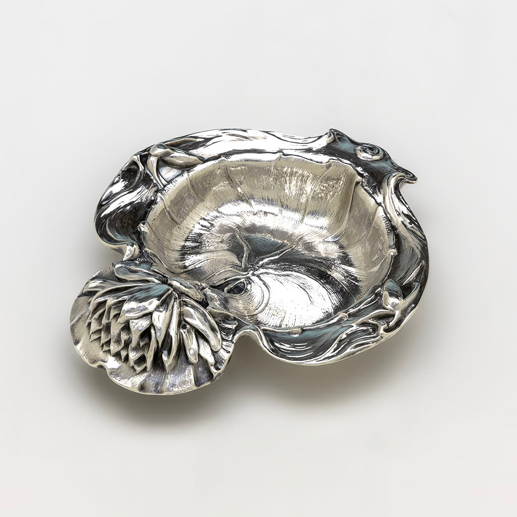 Alvin Water Lily Design Antique Sterling Silver Dish, Sag Harbor, NY, c. 1900
