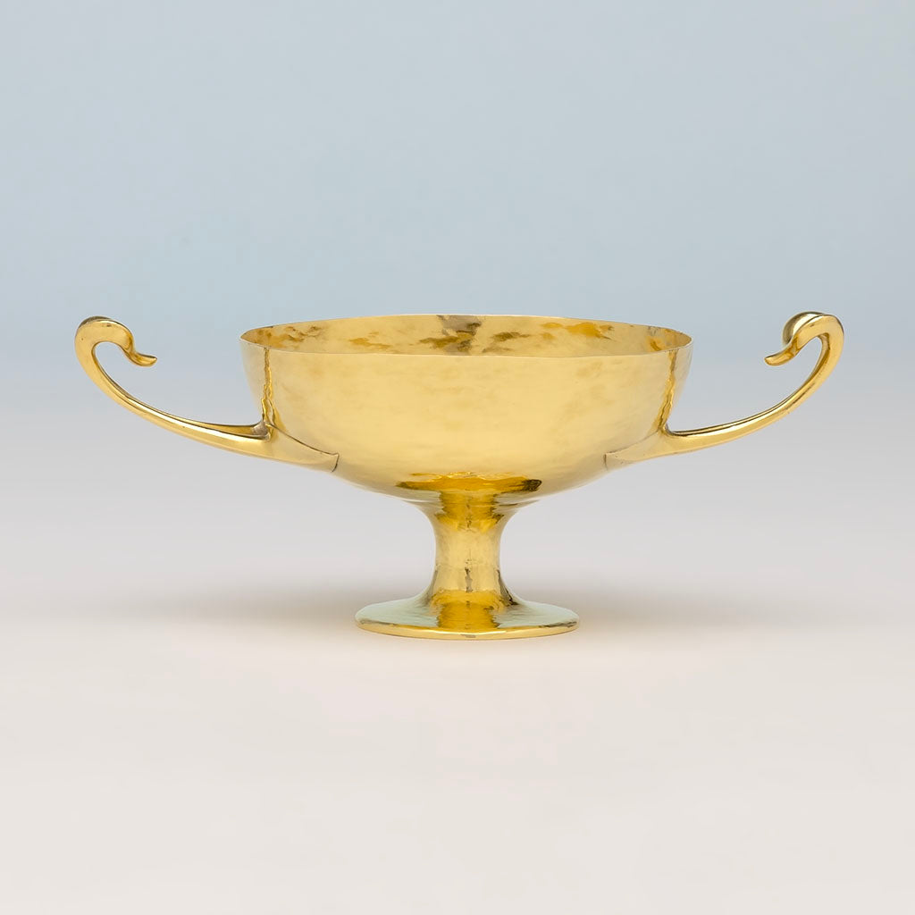 Marcus & Co. Handwrought Arts & Crafts 18 Karat Gold 2-handled Cup, New York City, NY, c. 1917