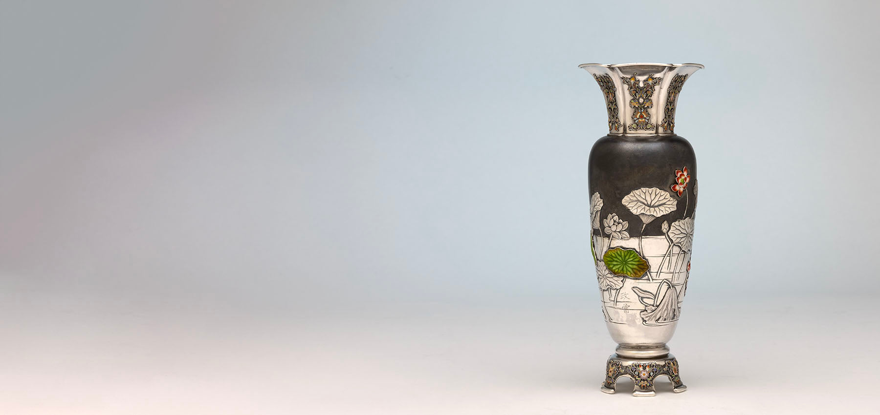 Gorham "Japanese Work" Antique Sterling Silver and Enamel 'Sample' Vase, Providence, RI, 1897
