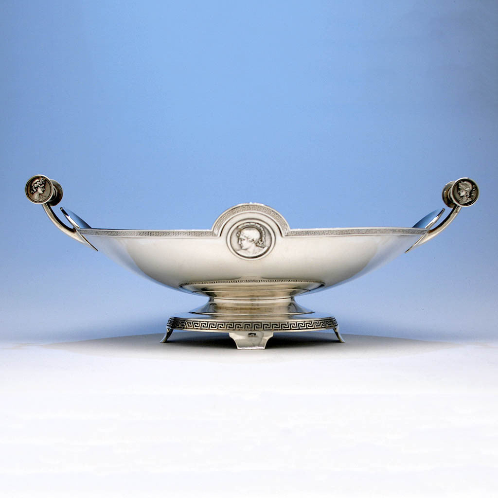 Gorham Manufacturing Company Coin Silver Medallion Centerpiece Bowl, retailed by Tiffany &amp; Co., c. 1865 