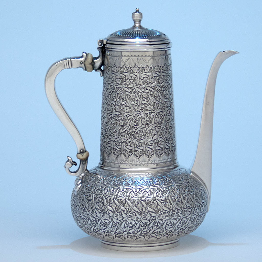Tiffany & Co Antique Sterling Silver Aesthetic Movement Coffee Pot, New York - c. 1888