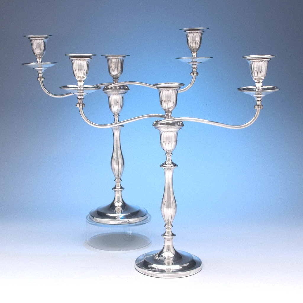 Pair of Antique English Sterling Candelabra by John Parsons & Co, Sheffield, 1792/93