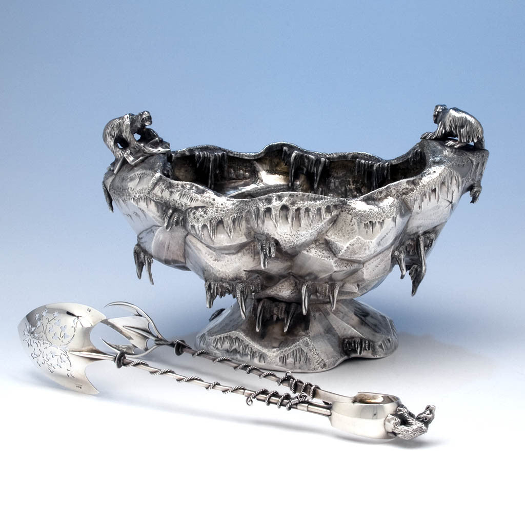 Gorham Sterling Silver 'Polar' Ice Bowl and Tongs, c. 1882