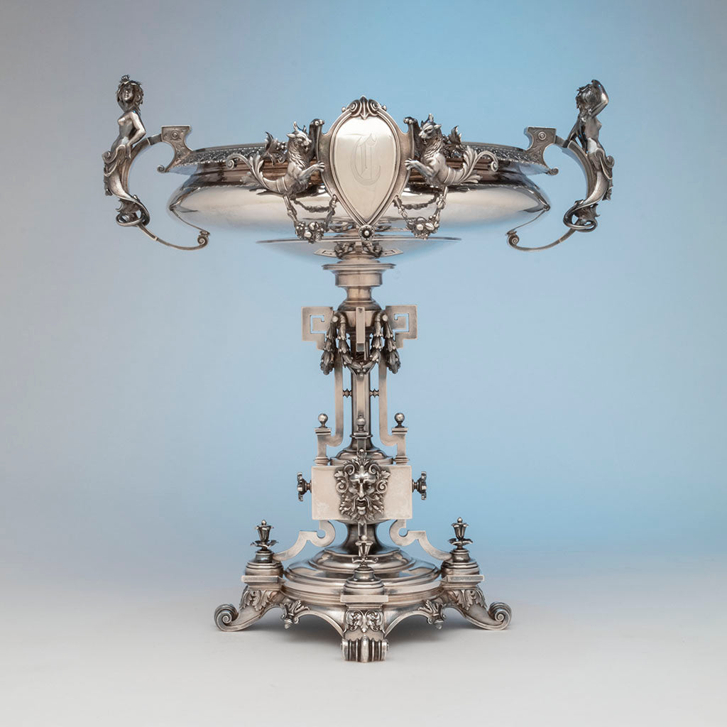 Monumental John Wendt(attr) Figural Sterling Centerpiece, NYC, NY, c. 1870s