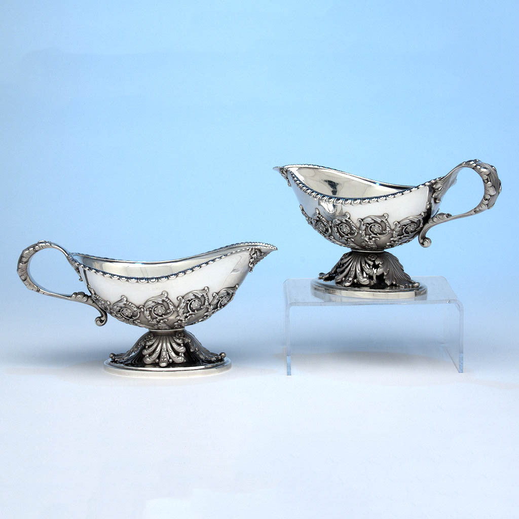 Tiffany & Co Pair of 'George III' Sterling Silver Sauce Boats designed by Paulding Farnham and executed for the 1900 Paris Exposition Universelle