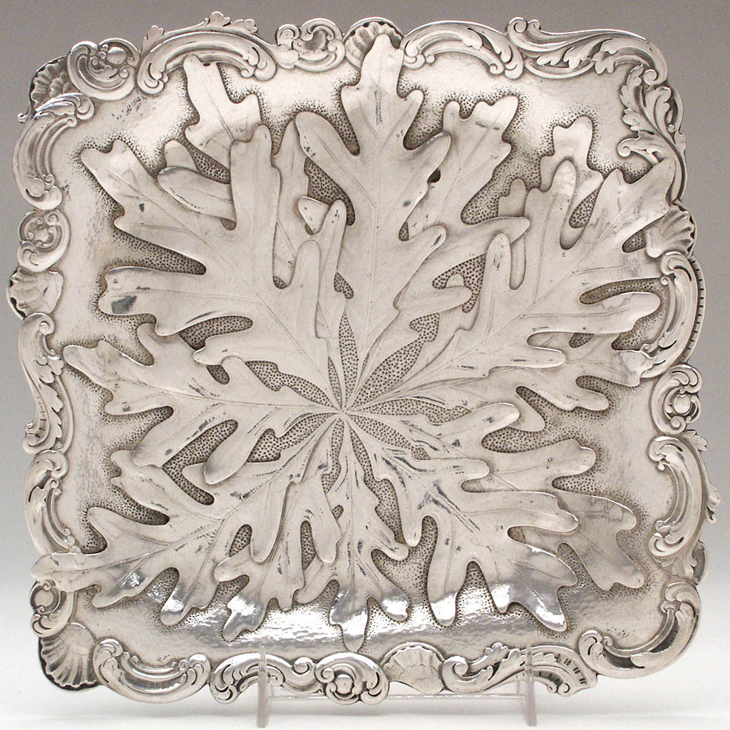 Gorham Antique Sterling Silver Oak Leaf Tray, Providence, RI, 1886