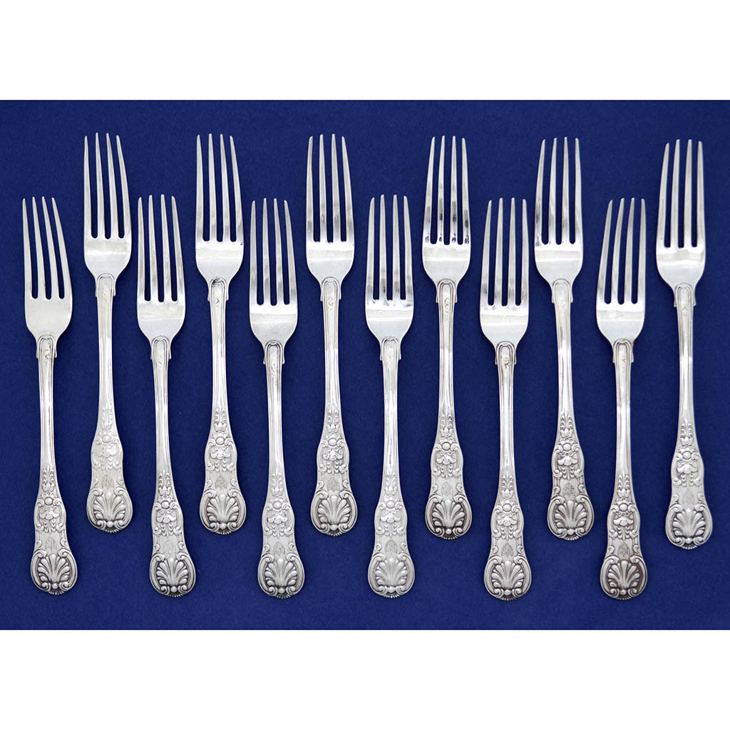 Francois-Dominique Naudin French Silver Antique 'Queens' Pattern Flatware - 24 pieces, Paris, 1819-38 - forks