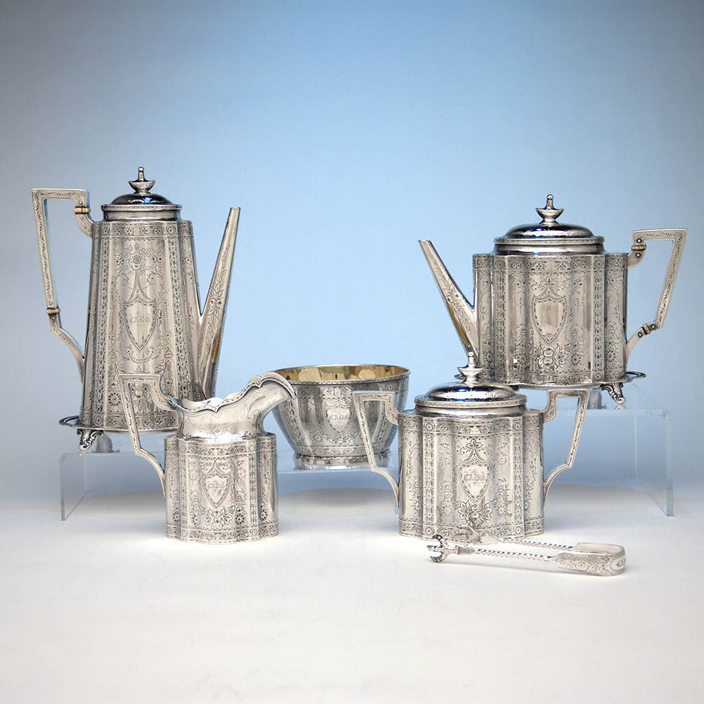 Gale & Willis Antique Sterling Silver Coffee and Tea Service, New York City, 1859