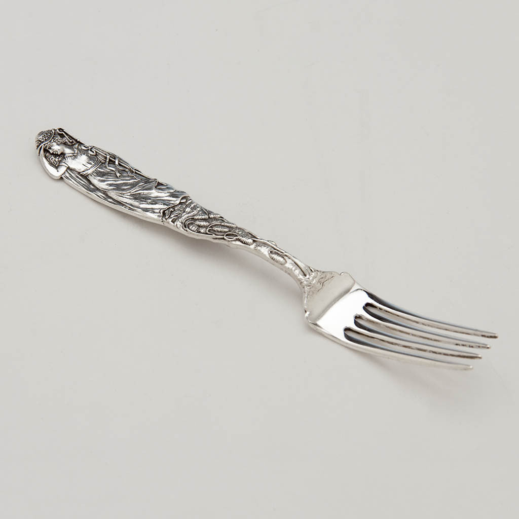 Tiffany & Co Antique Sterling Silver Little Bo Peep Youth Fork, New York City, c. 1900