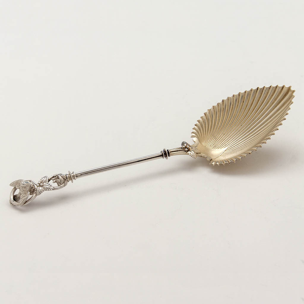 Whiting (attr.) Bird Nest Design Antique Sterling Silver Serving Spoon, c. 1870