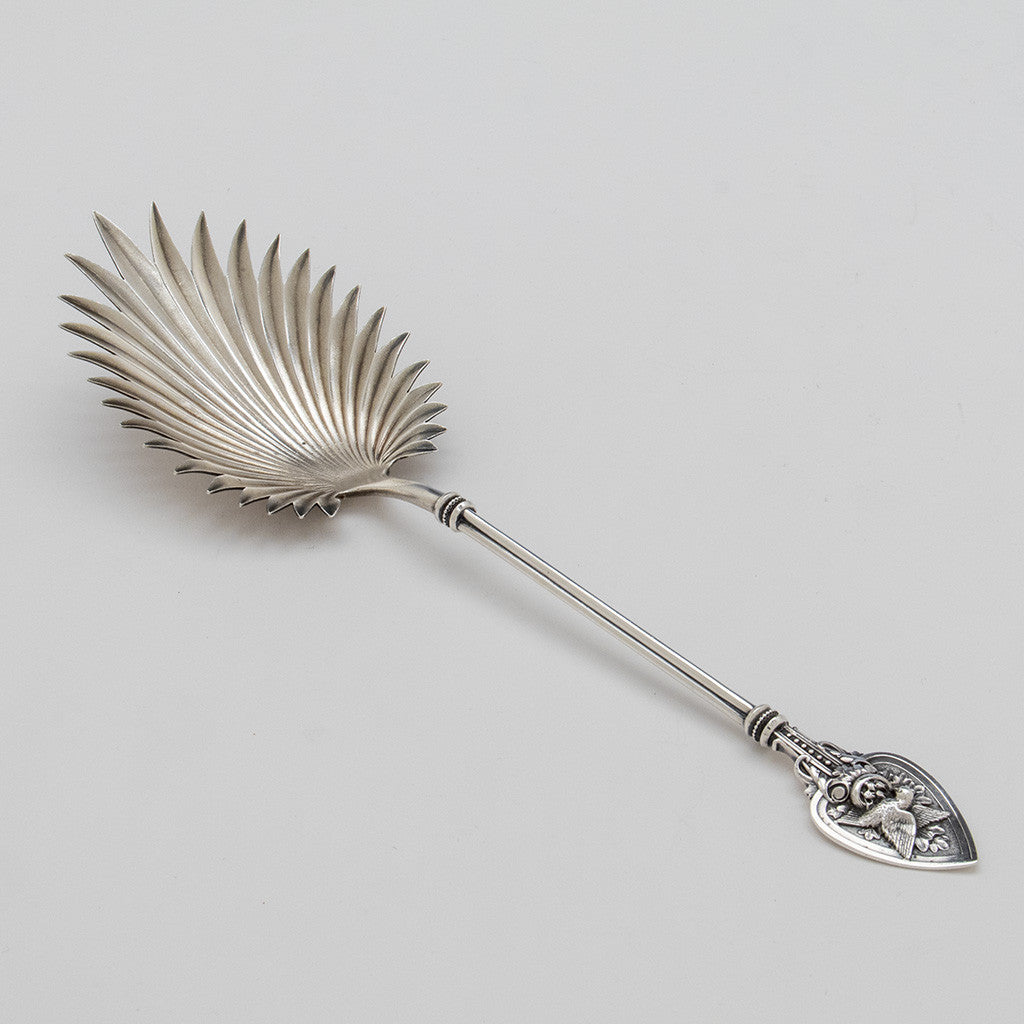 Whiting 'Bird on Nest' Antique Sterling Silver Macaroni Server, North Attleboro, MA or New York City, c. 1876