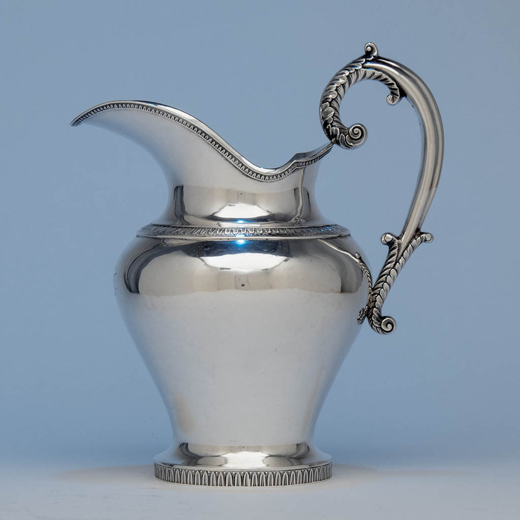 Thomas Fletcher (attributed) American Classical Silver Water Pitcher retailed by Baldwin Gardiner, New York, c. 1835-40
