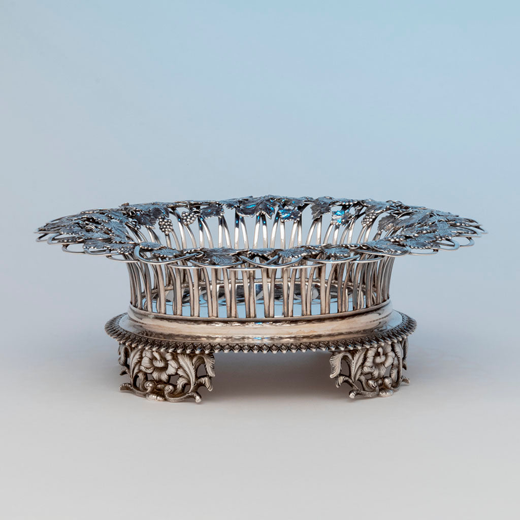 Gale, Wood and Hughes Antique Coin Silver Footed Basket, NYC,. NY, 1833-45