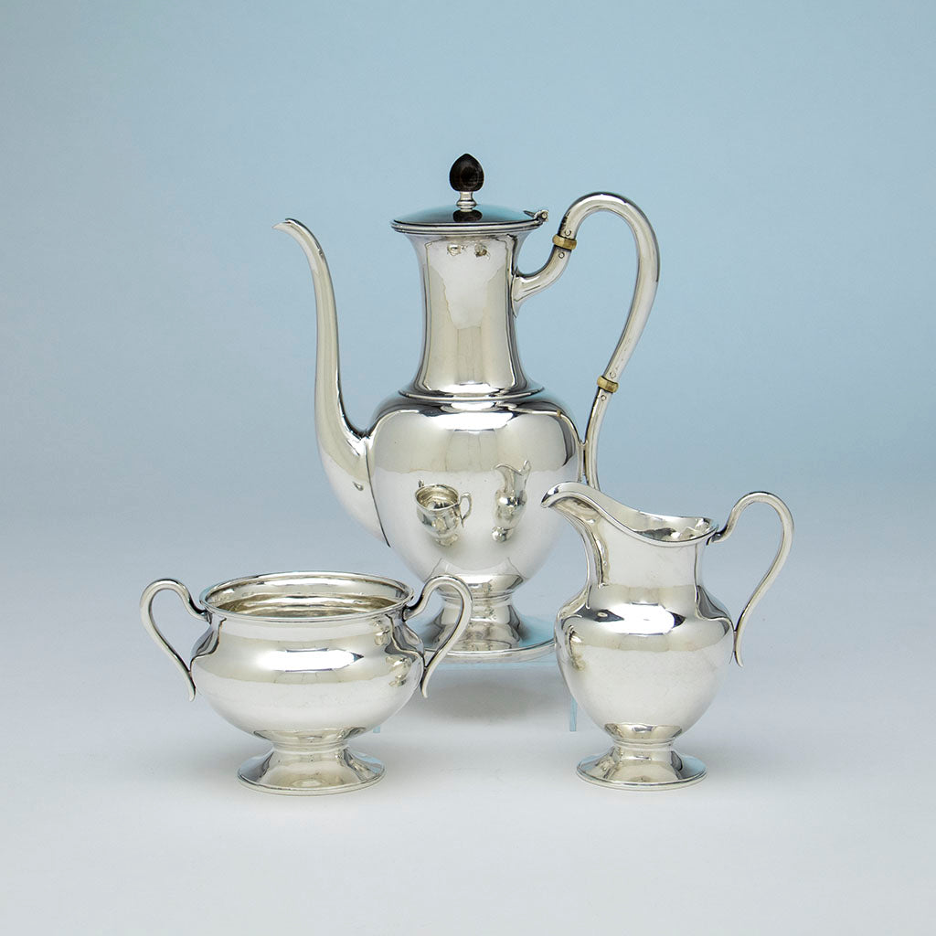 Arthur Stone Sterling Silver Hand Wrought Arts & Crafts After-Dinner Coffee Set, c. 1912