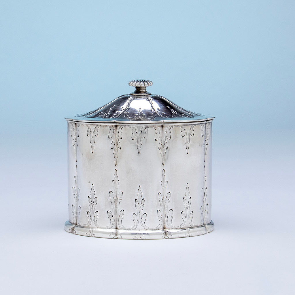 Rogers & Wendt Antique Coin Silver Tea Caddy, Boston, MA, 1854-59