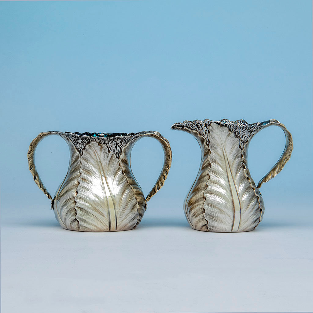 Durgin Antique Sterling Silver Aesthetic Movement Creamer and Sugar, Concord, NH, c. 1880's
