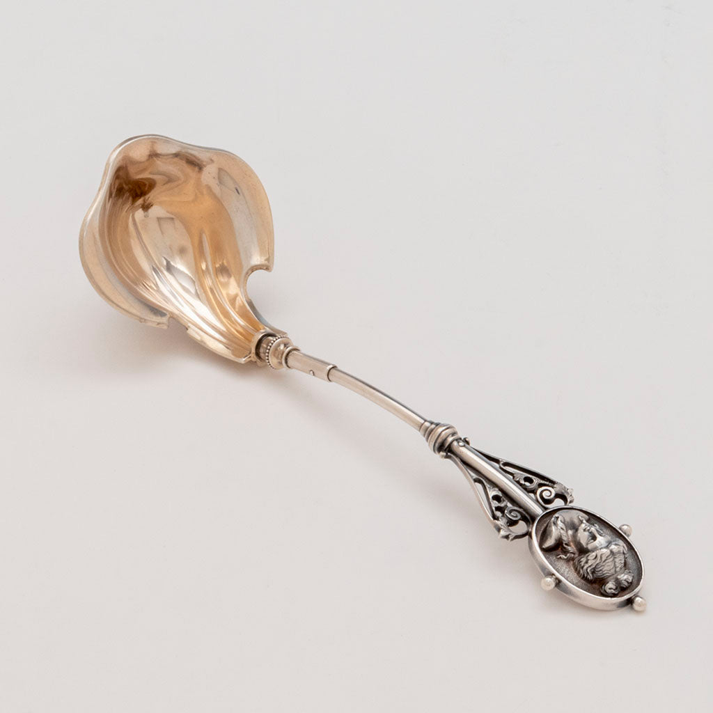 Wood and Hughes Sterling Silver Medallion Gravy Ladle, NYC, NY, c. late 1860s