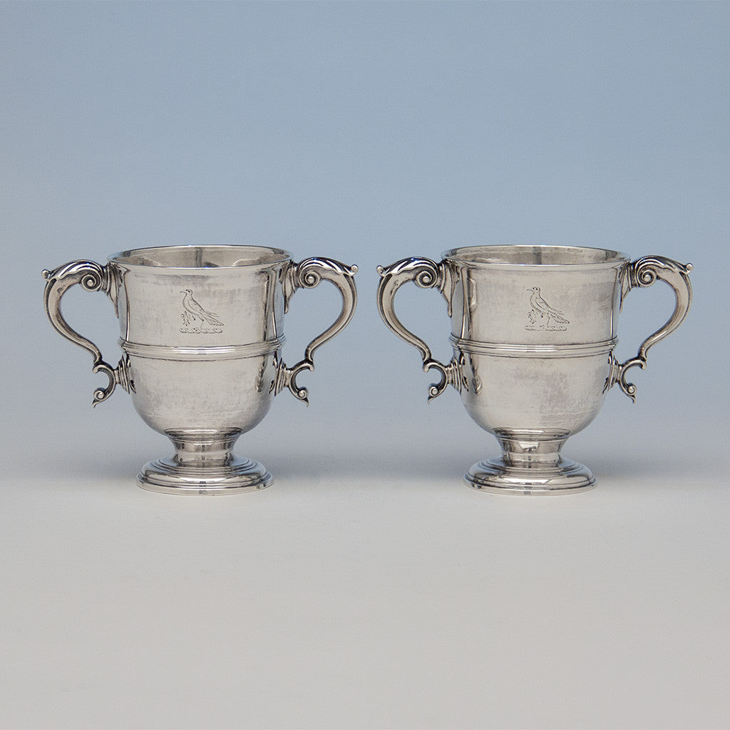 William Williamson Pair of George II Irish Sterling Silver 2-handled Cups, Dublin, c. 1748