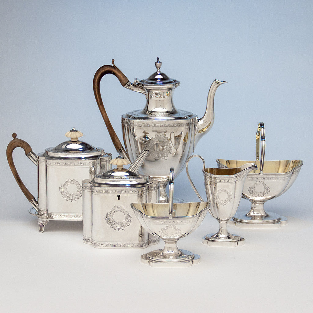 Robert & David Hennell, Henry Chawner George III Sterling Coffee and Tea Service, London 1795/96