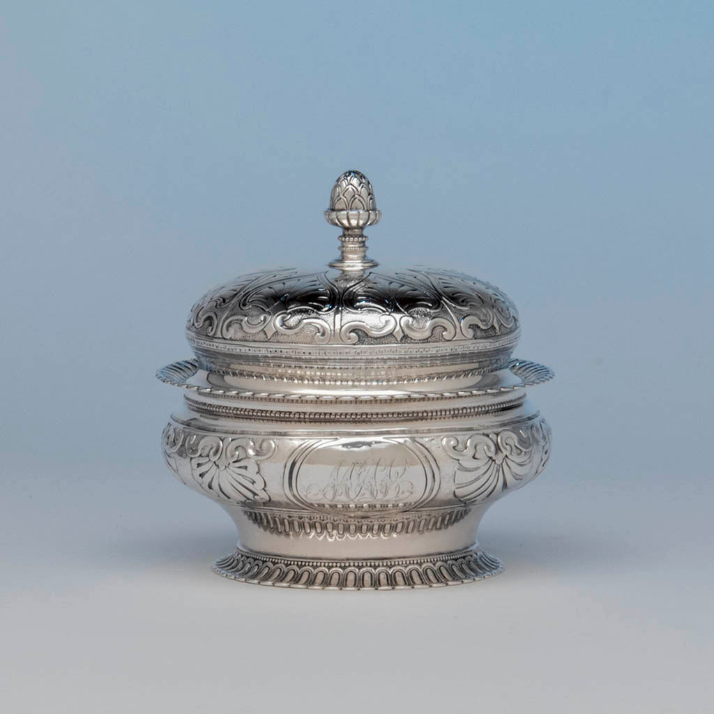 Rogers and Wendt Antique Coin Silver Butter Dish, Boston, MA, c. 1855-60