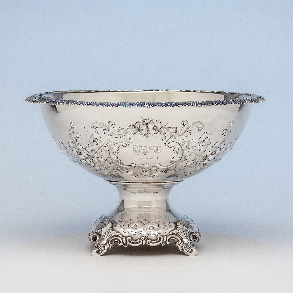 William Gale & Son Antique Coin Silver Fruit or Centerpiece Bowl, New York City, 1856