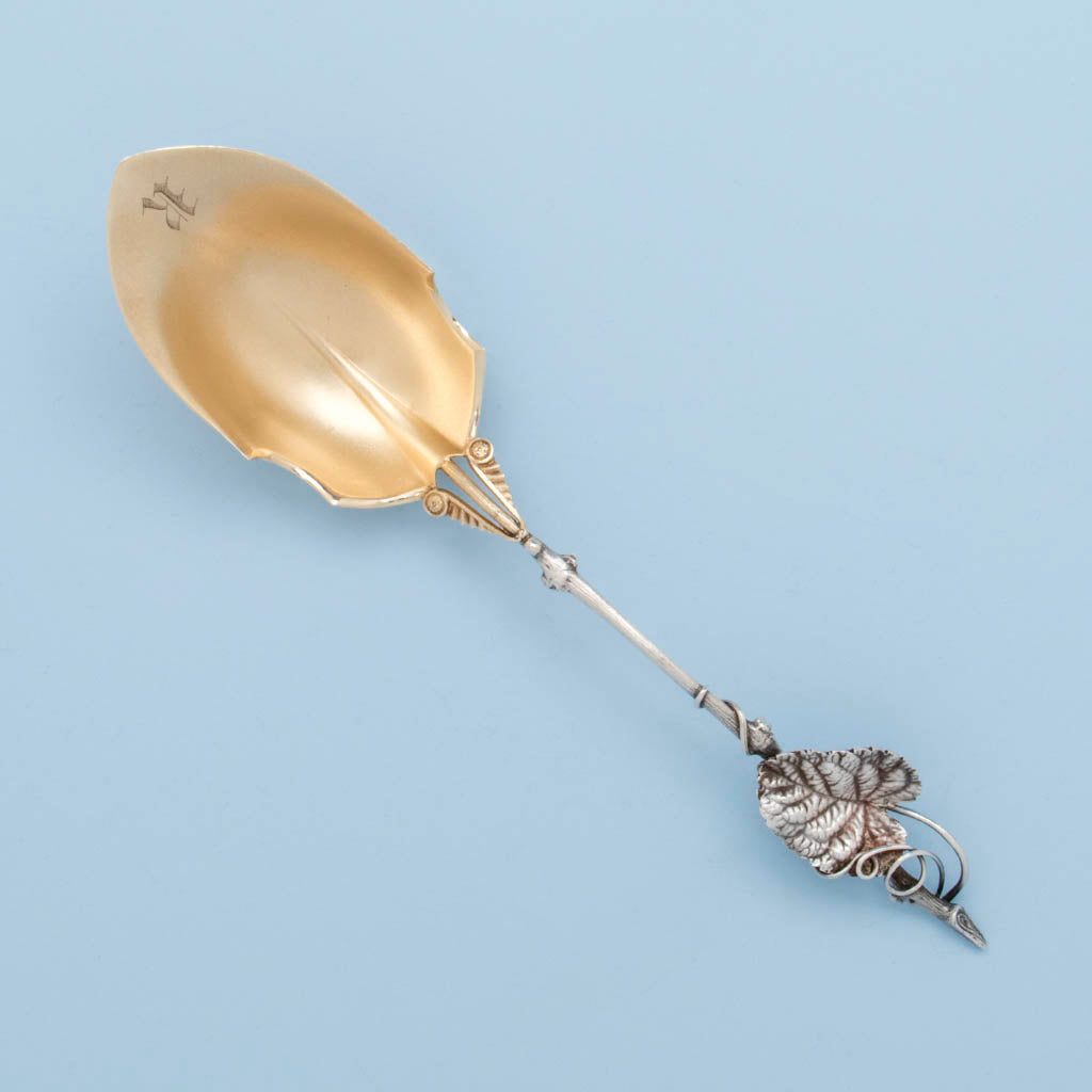 Wood and Hughes Antique Sterling Silver Aesthetic Serving Spoon, NYC, c. 1870's
