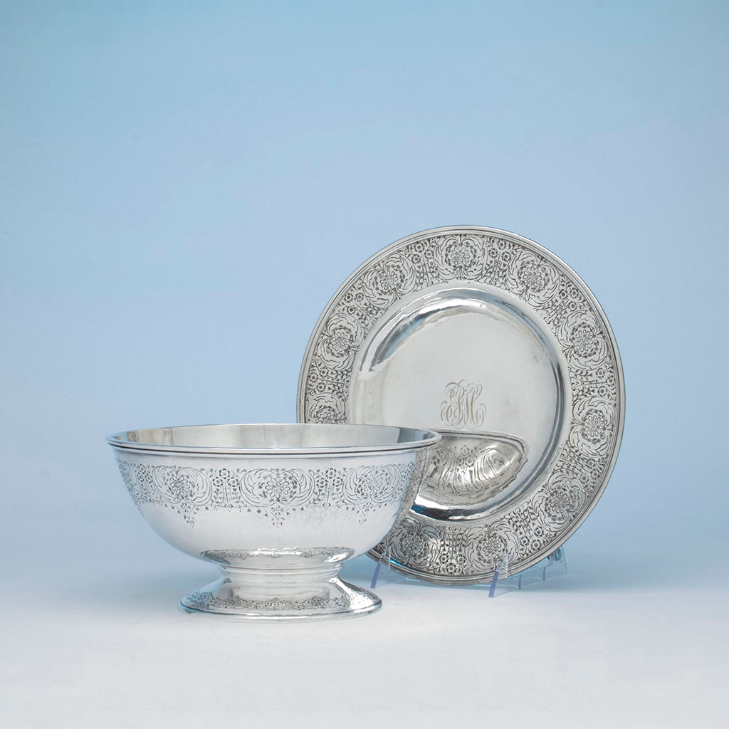 Karl Leinonen/ Mary Knight Sterling Fruit or Punch Bowl with Undertray, Boston, c. 1907