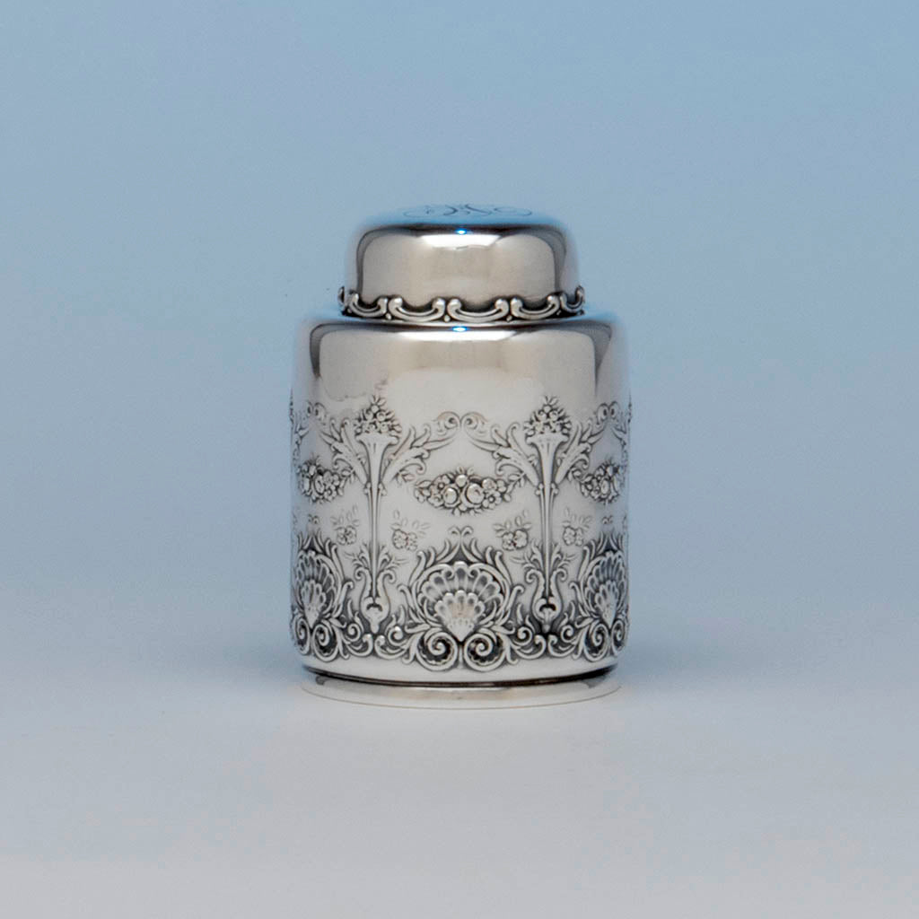 Whiting Antique Sterling Silver 'New Empire' Tea Caddy, NYC, c. 1890's
