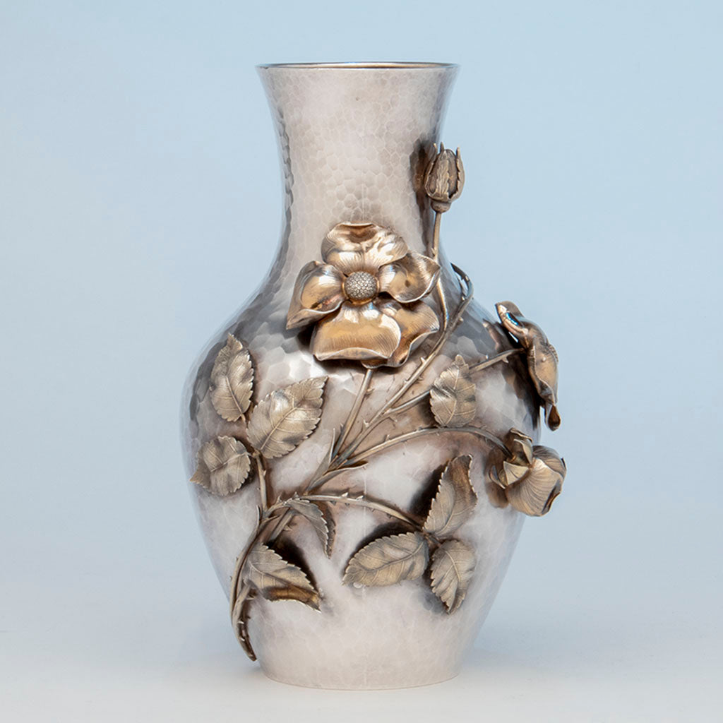 Shreve & Co Antique Sterling Silver Aesthetic Vase, San Francisco, CA, c. 1880