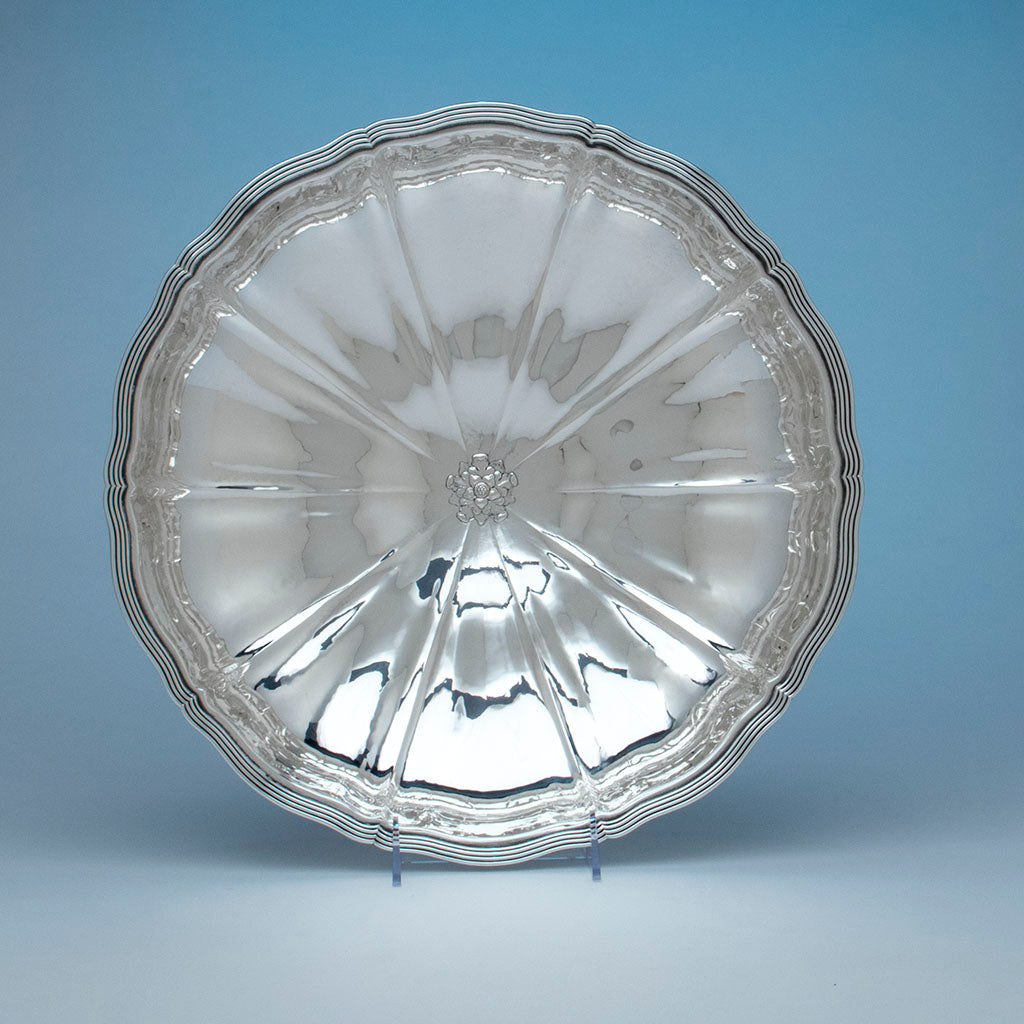 Arthur Stone Arts and Crafts Sterling Silver Decorated 'Woolsey' Large Centerpiece Bowl, Gardner, MA c. 1921-27