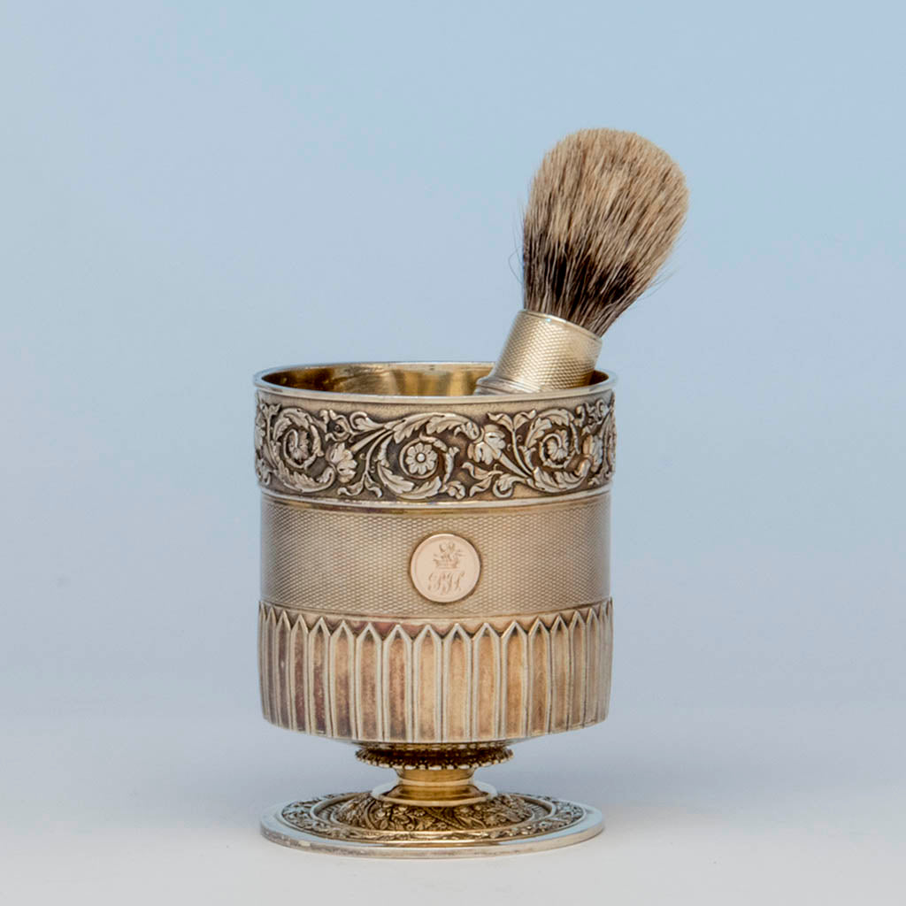 Edward Farrell Antique Sterling Shaving Beaker and Associated Brush, London, 1814/15