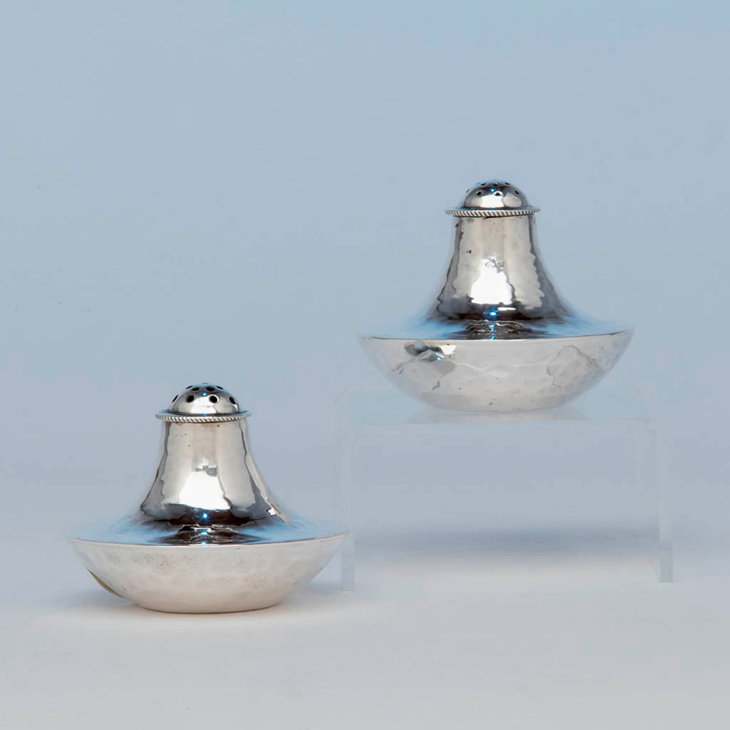 Franklin Porter Pair Sterling Silver Arts and Crafts Shakers, Danvers, MA, c. 1930