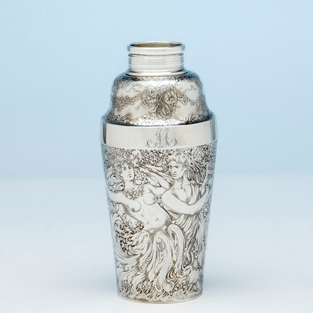 Tiffany and Co Antique Sterling Silver Exotic Cocktail Shaker, NYC, NY, c. 1888