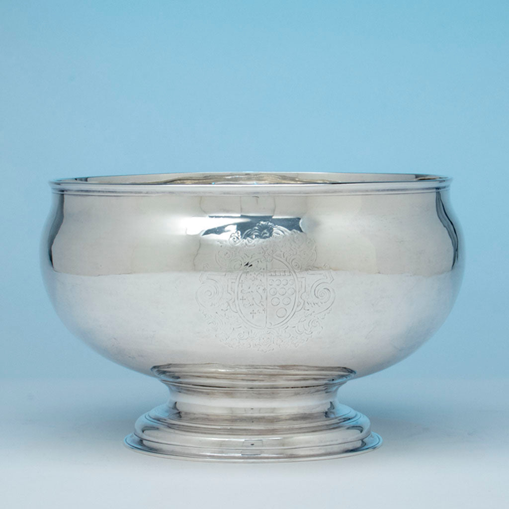 Joseph Sanders George II Antique Sterling Silver Punch Bowl, London, 1735/36