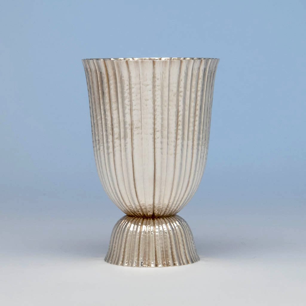 Josef Hoffmann (designed by) Austrian Silver Plated Vase, made by the Wiener Werkstätte, c. 1920's
