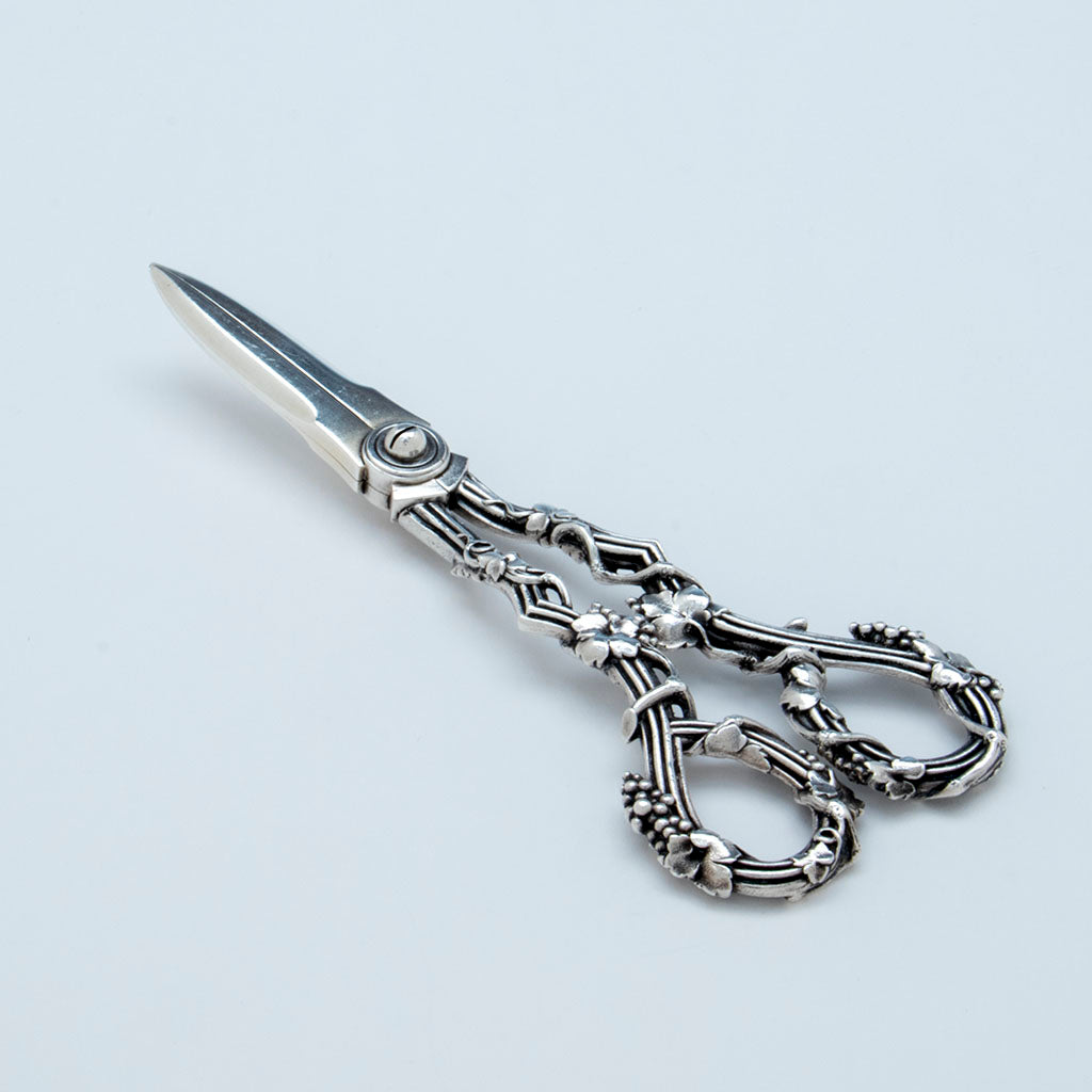 Tiffany and Co Antique Sterling Silver 'Vine' Pattern Grape Shears, NYC, NY, c. 1869