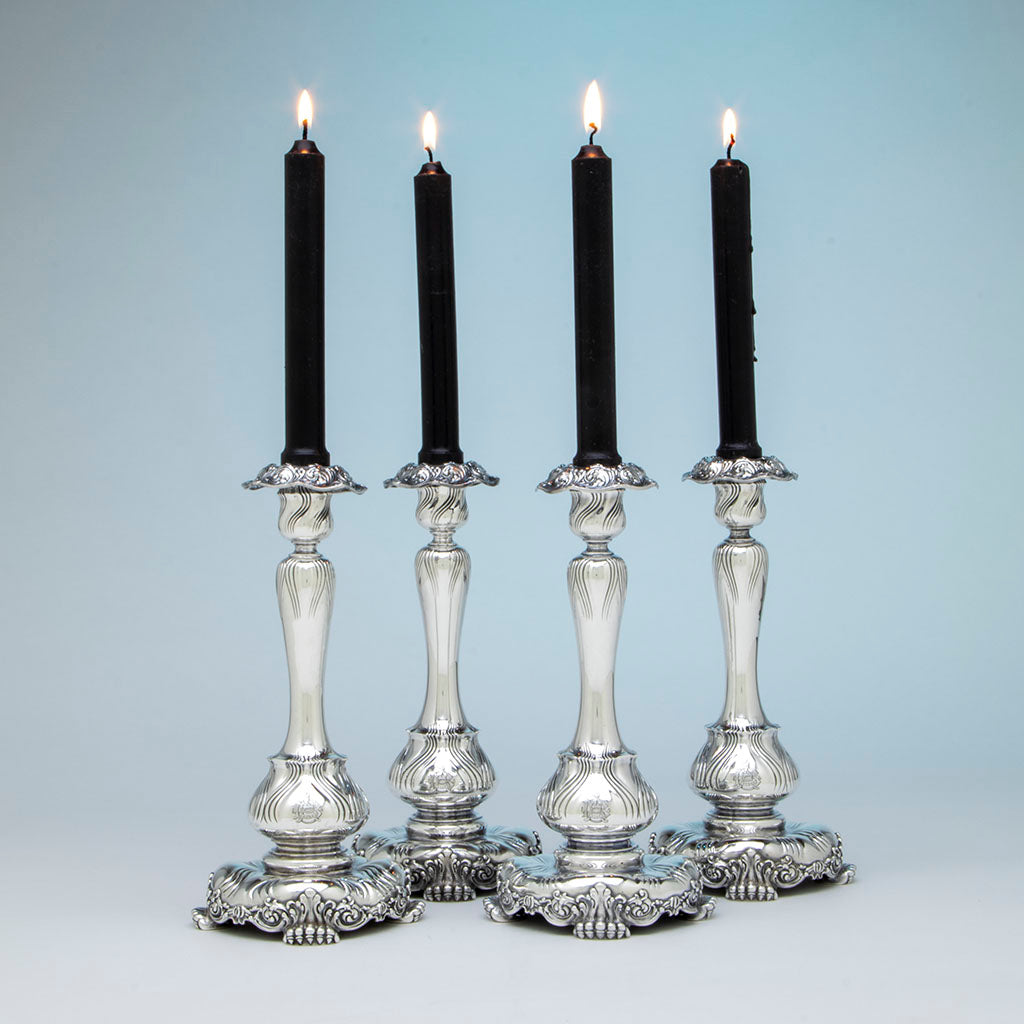 Tiffany & Co Set of 4 Antique Sterling Candlesticks, NYC, NY, 1898