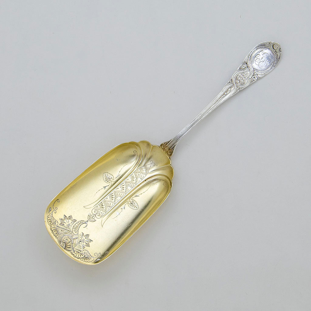 John Wendt 'Moresque' Pattern Antique Sterling Silver Ice Cream Server, NYC, c. 1870s