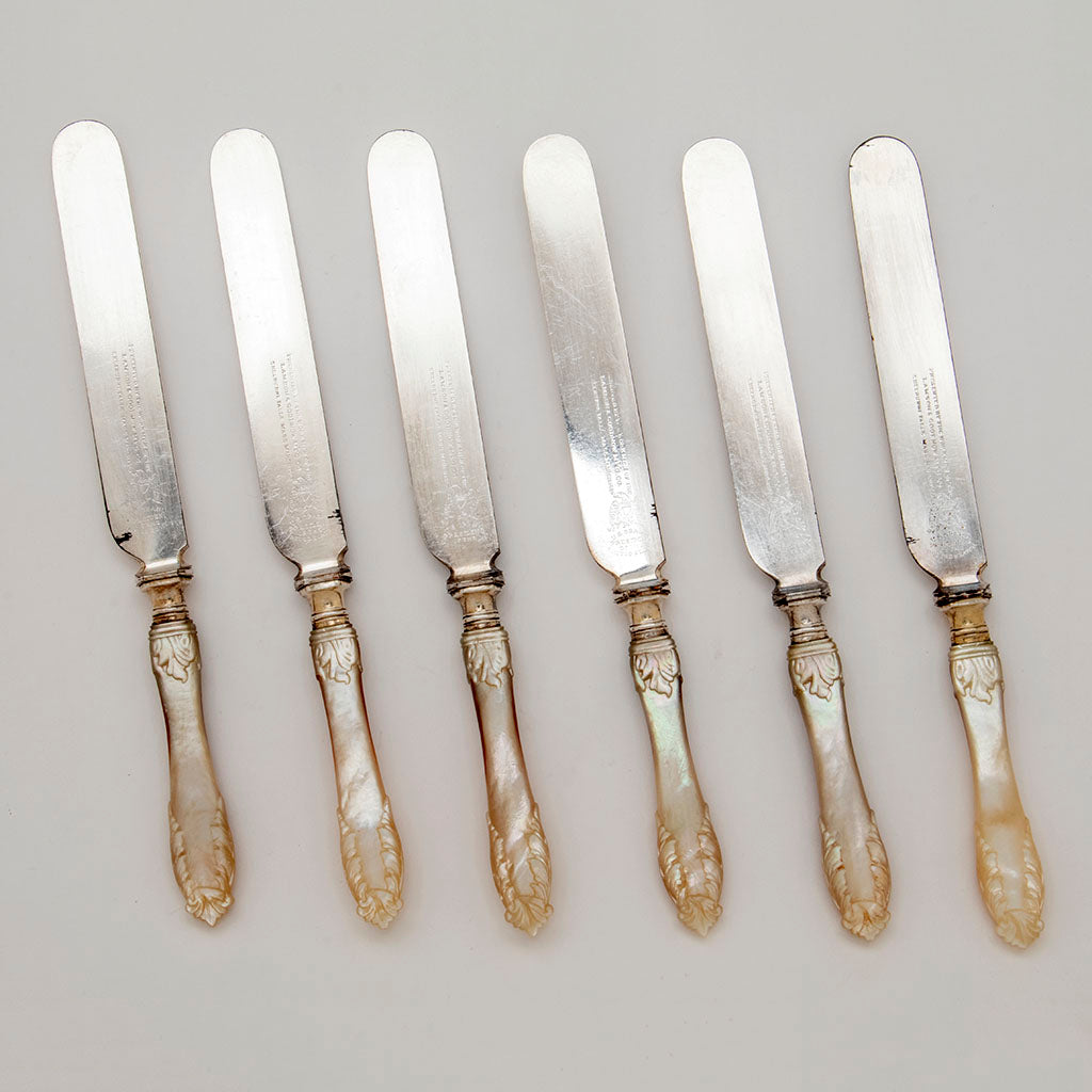 Lamson & Goodnow Mfg Co President Grant Silver and Mother-of-Pearl Tea Knives, Shelburne Falls, MA, c. 1869