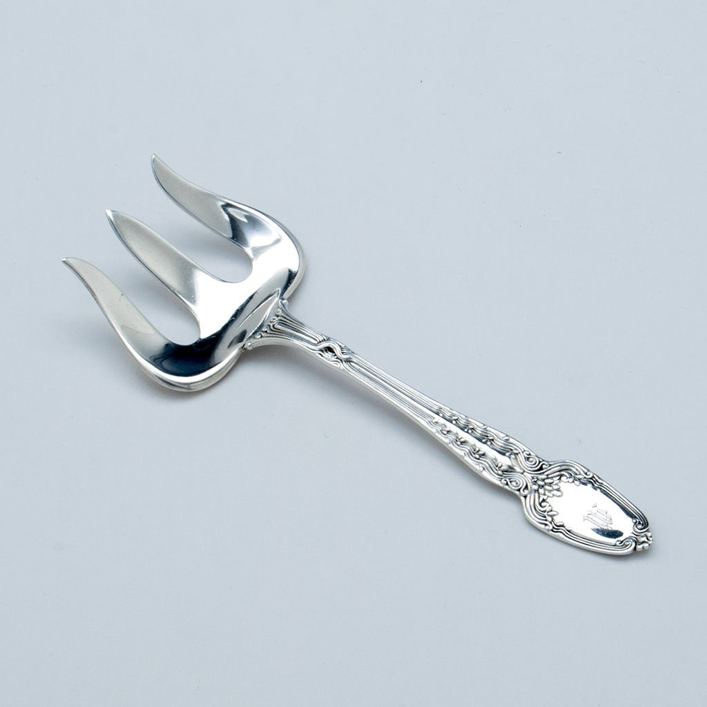 Tiffany and Co. Antique Sterling Broomcorn Pattern Cucumber Serving Fork, NYC, c. 1900