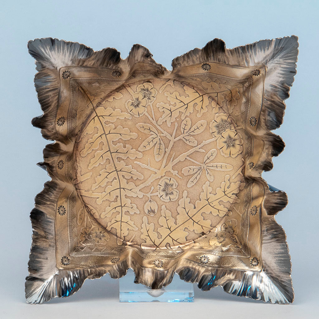Wood and Hughes Antique Sterling Silver Trompe l'oeil Dish, NYC, NY, c. 1880's