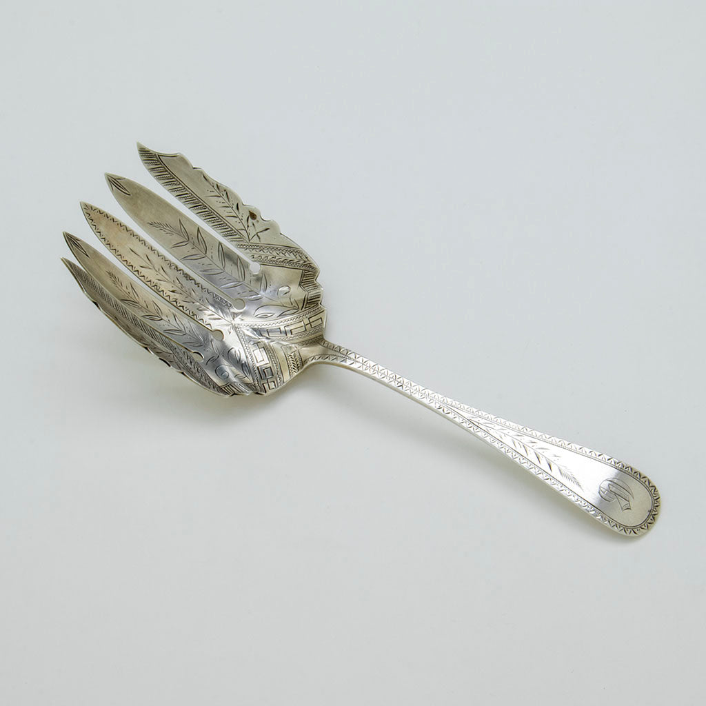 American Antique Coin Silver Serving Fork, c. 1870