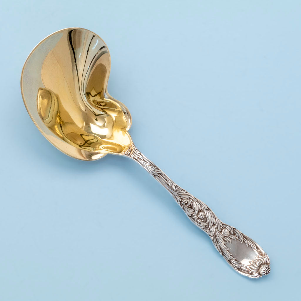Tiffany & Co. Chrysanthemum Pattern Antique Sterling Silver Berry Spoon, NYC, c. 1900