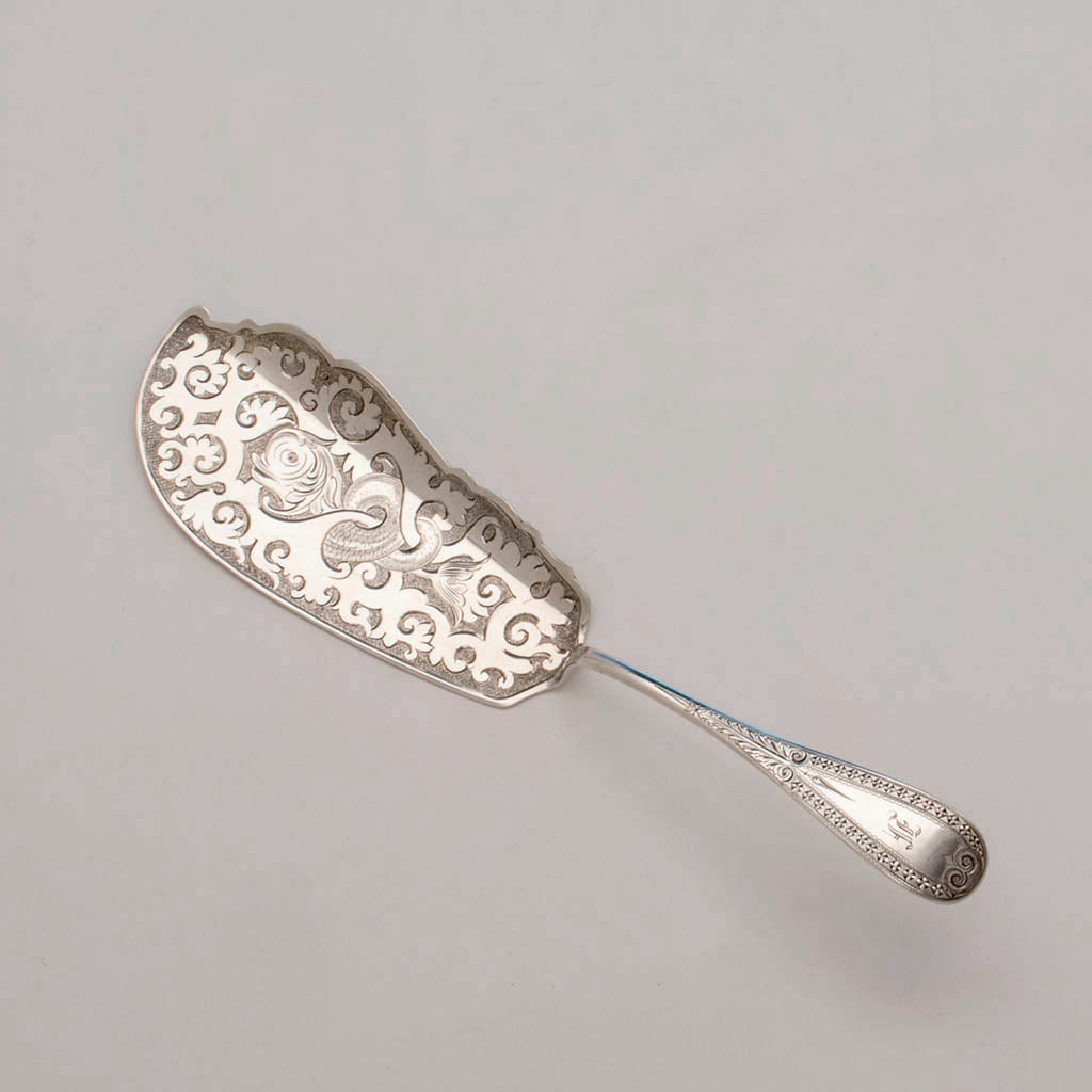 Farrington and Hunnewell Antique Sterling Fish Server, Boston, c. 1870