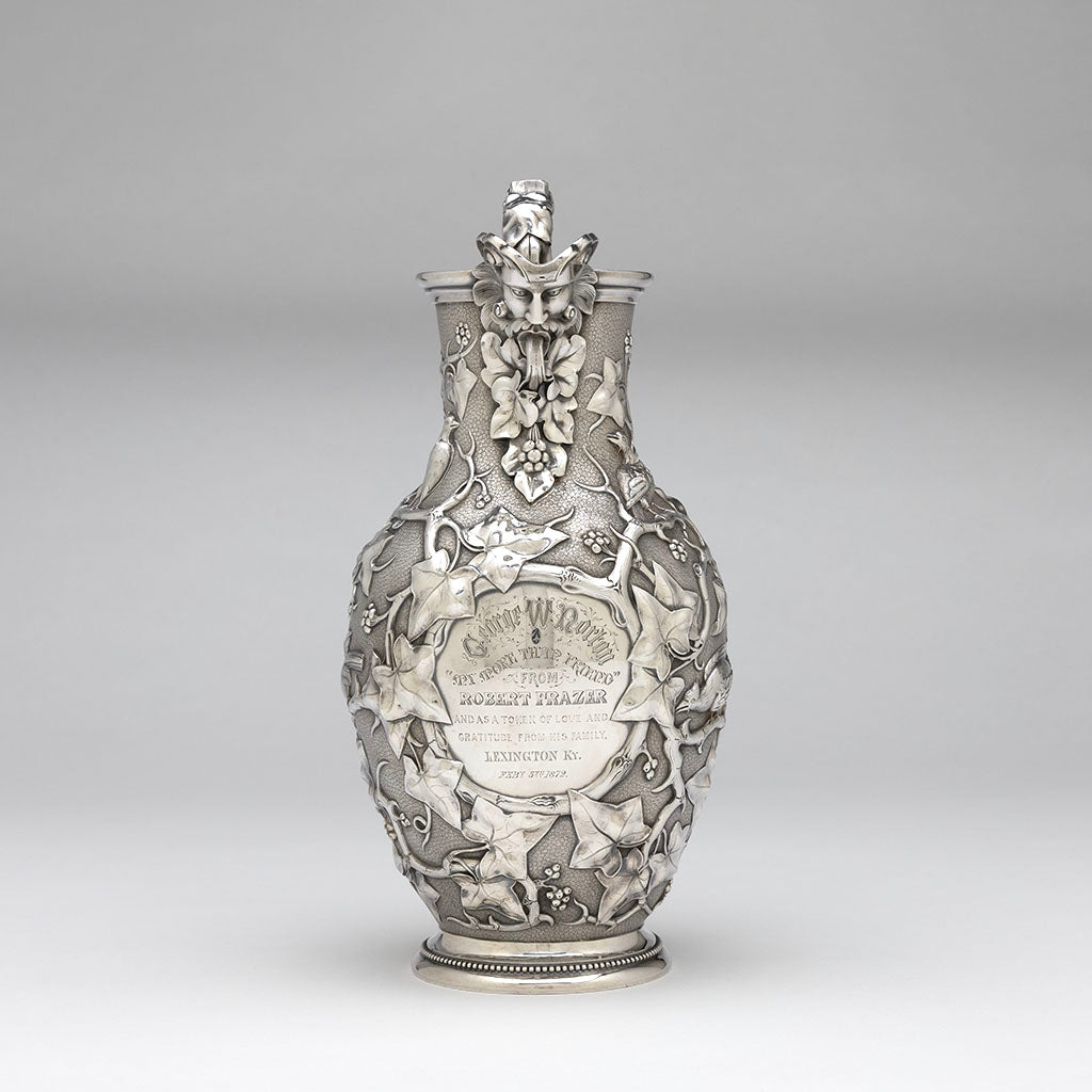 Front of William Bogert for Tiffany &amp; Co Antique Sterling Silver Ewer, New York City, c. 1870