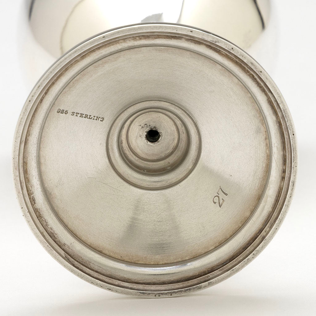 Goblet marks of Gale, Dominick &amp; Haff Antique Sterling Silver Medallion Pitcher and Goblets Set, NYC, NY, 1870-72