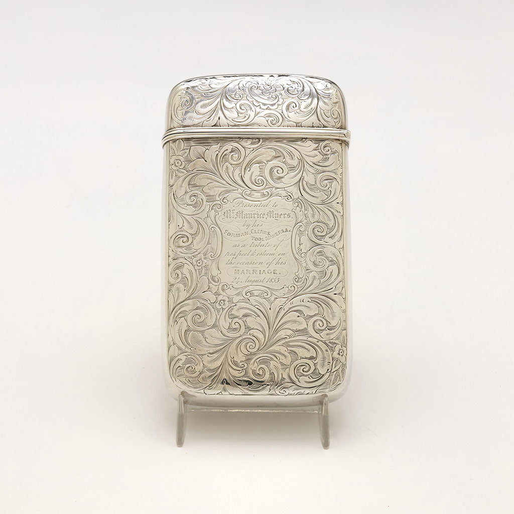 Hilliard &amp; Thomason English Sterling Silver Presentation Cigar Case, Birmingham, 1852/53