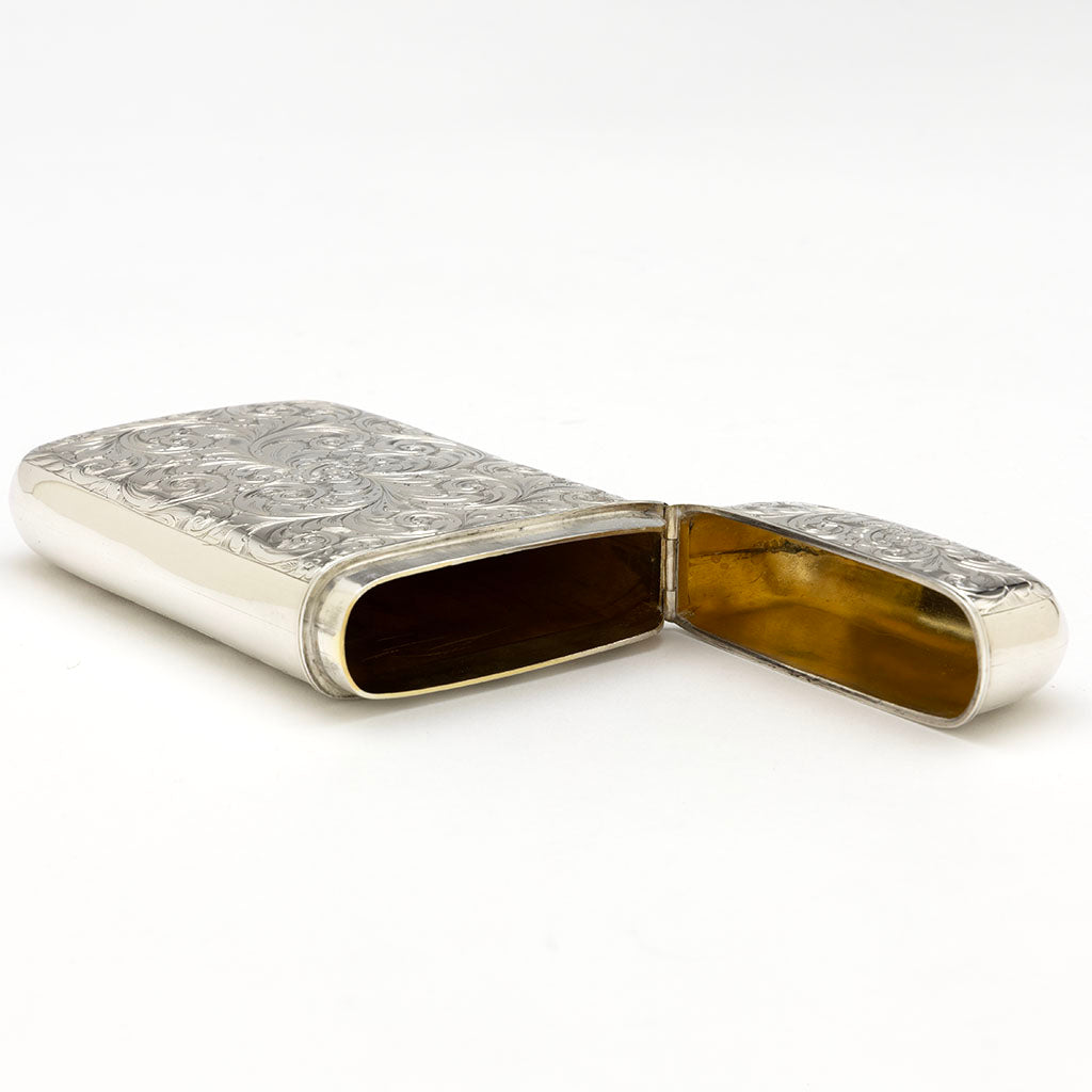 Interior of Hilliard &amp; Thomason English Sterling Silver Presentation Cigar Case, Birmingham, 1852/53